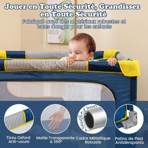 Parc bébé Avec 50 Balles Océaniques, 4 Anneaux De Traction (127 X 127 X 72,5 Cm, Bleu Foncé)