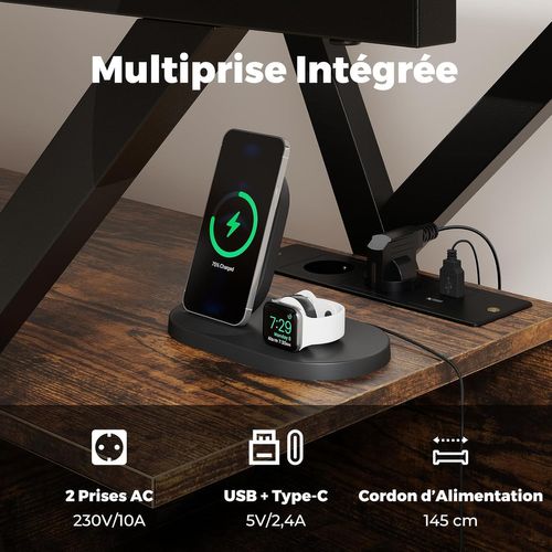 Meuble TV LED 140 Cm Pour Téléviseurs 65 Pouces, Meuble Tele Avec Prise (brun Rustique)