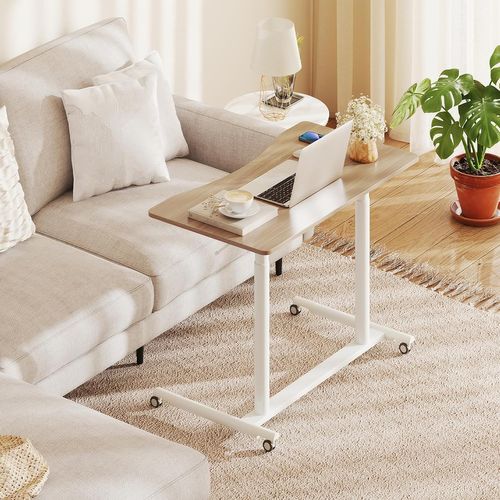 Table Roulante Pour Lit Canapé 95x52cm,bureau Debout Réglable En Hauteur,table D'appoint (naturel)