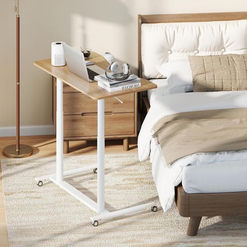 Table Roulante Pour Lit Canapé 95x52cm,bureau Debout Réglable En Hauteur,table D'appoint (naturel)