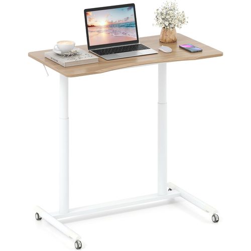 Table Roulante Pour Lit Canapé 95x52cm,bureau Debout Réglable En Hauteur,table D'appoint (naturel)