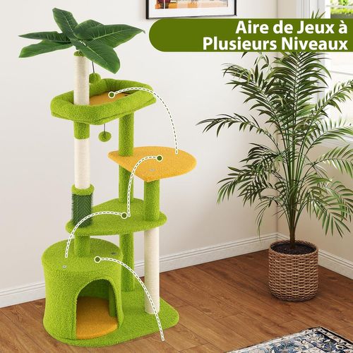 Arbre à Chat XXL 122 Cm, Arbre à Chat Cactus, Brosse D'toilettage, Condo, Poteaux à Griffer(122 Cm)