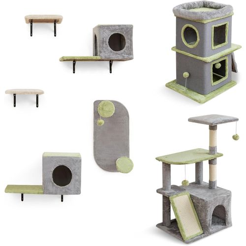 3 En 1 Meuble Chat, Arbre à Chat à 3 Niveaux Avec Condo Et Planche à Griffer, Maison Pour Chaton