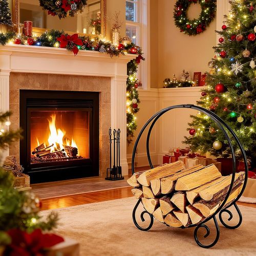 Range Buche, Porte Buche Intérieur Extérieur, Rangement Bois, Design Compact, Montage Facile