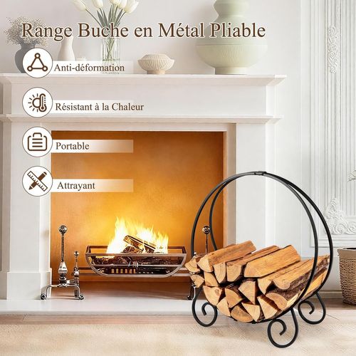 Range Buche, Porte Buche Intérieur Extérieur, Rangement Bois, Design Compact, Montage Facile