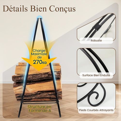 Range Buche, Porte Buche Intérieur Extérieur, Rangement Bois, Design Compact, Montage Facile