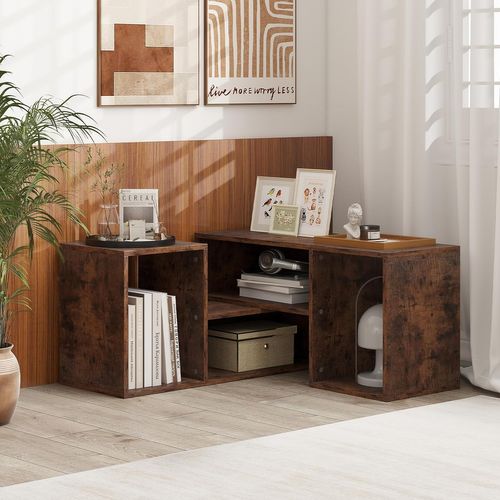 Meuble TV 2 Pièces Modulaires, Meuble Tele Pour TV 50/55/60 Pouces (marron Rustique)