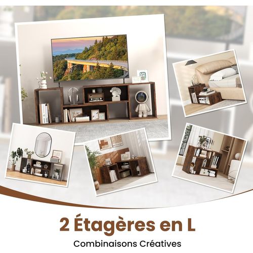 Meuble TV 2 Pièces Modulaires, Meuble Tele Pour TV 50/55/60 Pouces (marron Rustique)
