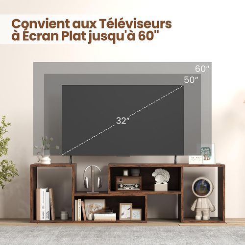 Meuble TV 2 Pièces Modulaires, Meuble Tele Pour TV 50/55/60 Pouces (marron Rustique)