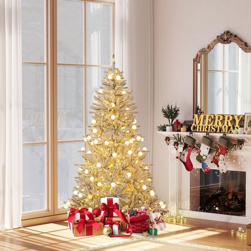 Sapin De Noël Artificiel Avec 637 Branches et 250 Lumières LED et 3 Modes D'éclairage (180cm)