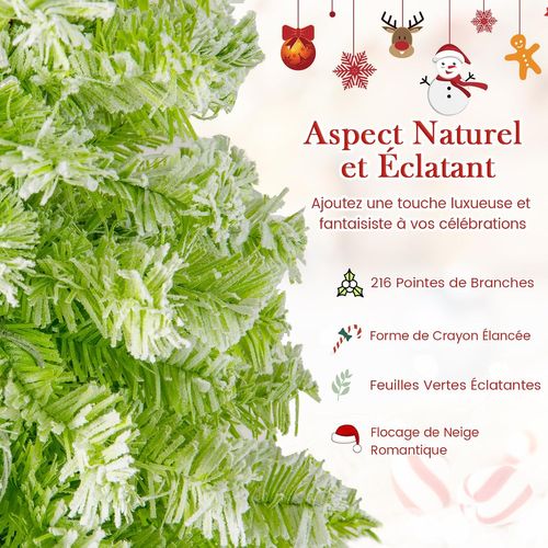 Sapin De Noël Artificiel De 150 Cm Avec Embout Flexible 216 Branches 80 LED 8 Modes