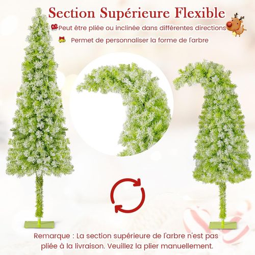 Sapin De Noël Artificiel De 150 Cm Avec Embout Flexible 216 Branches 80 LED 8 Modes