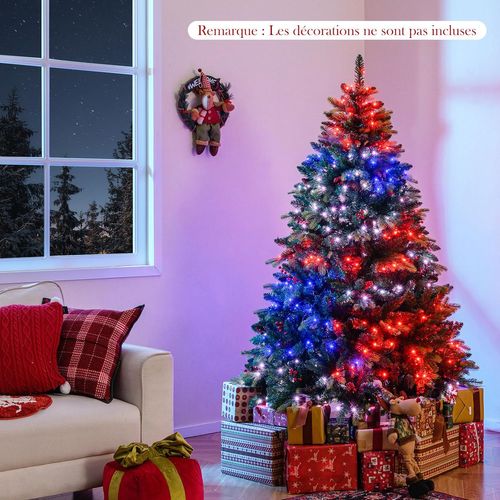 Sapin Noël Pré-éclairé 180cm, Télécommande Rgb 11 Modes, Branches à Charnières, Vert