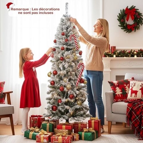 Sapin Noël Pré-éclairé,533 Branches Pvc Enneigé,260 LEDs Blanc Chaud,8 Modes,180cm