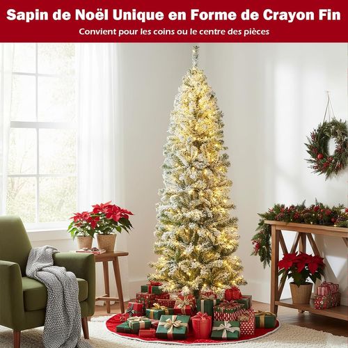 Sapin Noël Pré-éclairé,533 Branches Pvc Enneigé,260 LEDs Blanc Chaud,8 Modes,180cm