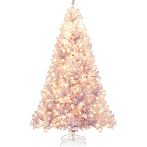 Sapin De Noël Artificiel 225 Cm Avec 1300 Pointes De Branches 550 Lumières LED (violet Lavande)