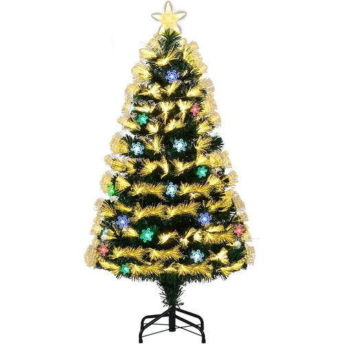 Sapin De Noël Artificiel De 120 Cm Avec 8 Modes D'éclairage, Un Socle Métallique Pliable
