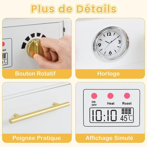 Cuisine En Bois Enfant Avec Réfrigérateur et Cuisinière Séparés, Machine à Glaçons, Évier