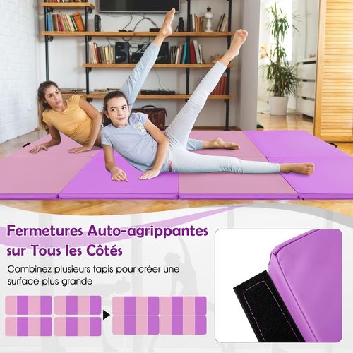 Tapis De Gymnastique Pliable, Matelas D'entrainement En Mousse Et Pu (240 X 116 X 5 Cm)