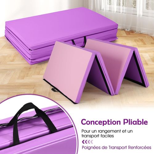 Tapis De Gymnastique Pliable, Matelas D'entrainement En Mousse Et Pu (240 X 116 X 5 Cm)