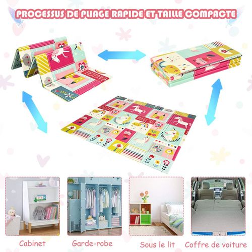 Tapis De Jeu Bébé Pliable 200x180x1,4cm, Tapis De Sol XXL En Xpe Imperméable Et Réversible