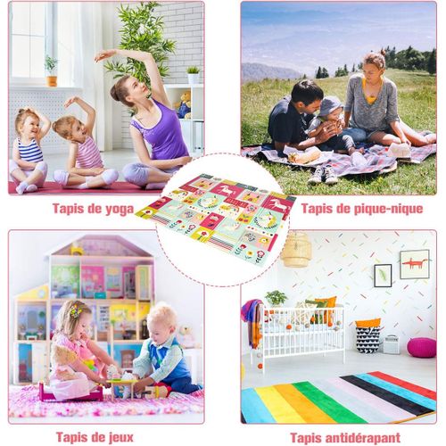 Tapis De Jeu Bébé Pliable 200x180x1,4cm, Tapis De Sol XXL En Xpe Imperméable Et Réversible