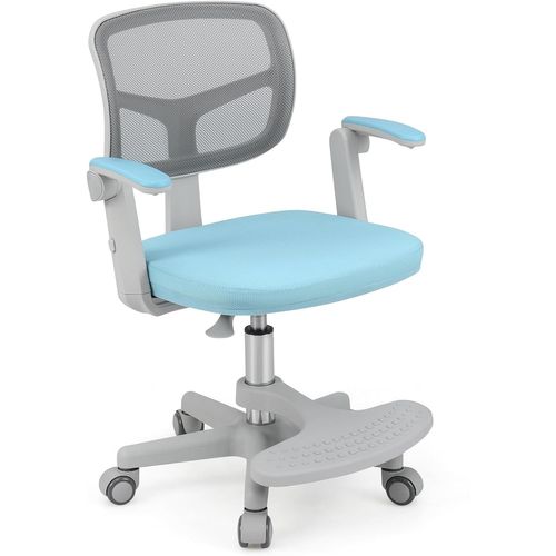 Chaise Bureau Enfant Pivotante Avec Hauteur et Accoudoirs et Repose-pieds Réglables (bleu)