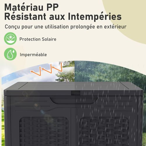 Coffre De Rangement 145 L Avec Poignée Pratique,motifs En Rotin et Couvercle Verrouillable(marron)