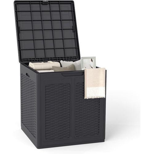 Coffre De Rangement 145 L Avec Poignée Pratique,motifs En Rotin et Couvercle Verrouillable(marron)