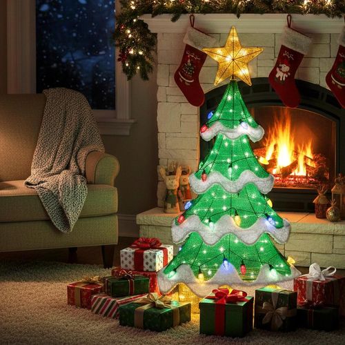 Décoration De Sapin De Noël Artificiel, Lumières En Forme De Fraise, Étoile Supérieure (130 Cm)