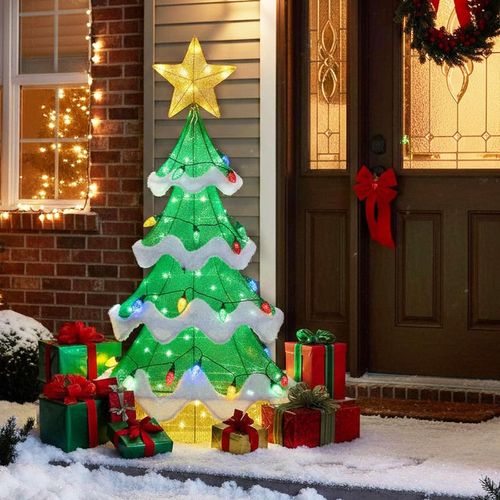 Décoration De Sapin De Noël Artificiel, Lumières En Forme De Fraise, Étoile Supérieure (130 Cm)