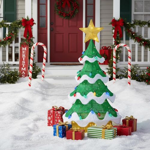 Décoration De Sapin De Noël Artificiel, Lumières En Forme De Fraise, Étoile Supérieure (130 Cm)