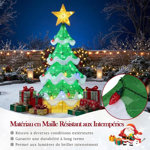 Décoration De Sapin De Noël Artificiel, Lumières En Forme De Fraise, Étoile Supérieure (130 Cm)