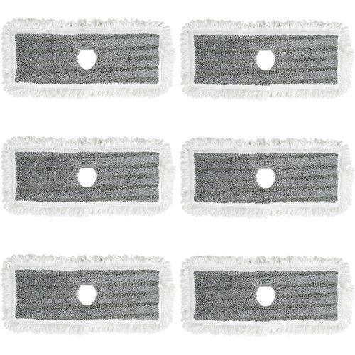 Lot 6 Serpillières Microfibre Haute Absorption, Lavables Réutilisables, 35 X 16.5 Cm, Gris