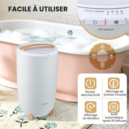 Chauffe-serviettes 20l Portable, Minuterie 15-60 Min, Arrêt Auto, Pour Salle De Bain