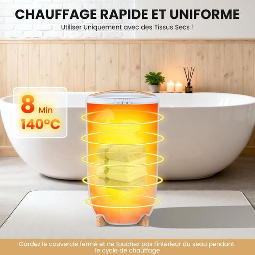 Chauffe-serviettes 20l Portable, Minuterie 15-60 Min, Arrêt Auto, Pour Salle De Bain