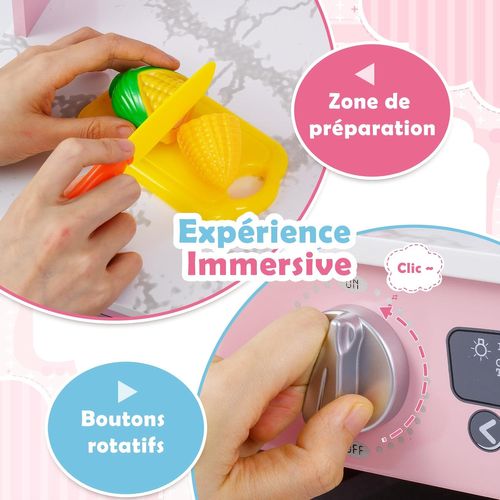 Cuisine Enfant Avec Son et Lumière, Distributeur D'eau et Machine à Laver, 102 X 51 X 85 Cm (rose)