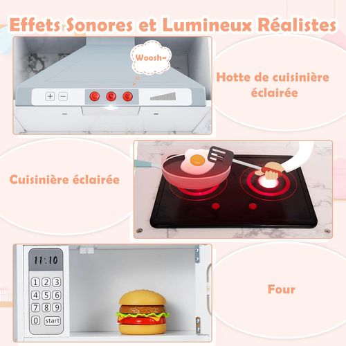 Cuisine Enfant Avec Son et Lumière, Distributeur D'eau et Machine à Laver, 102 X 51 X 85 Cm (blanc)