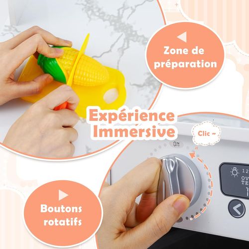 Cuisine Enfant Avec Son et Lumière, Distributeur D'eau et Machine à Laver, 102 X 51 X 85 Cm (blanc)