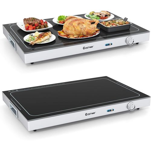 Chauffe-plat Électrique, Verre Trempé, Température Réglable, 50x29cm, Pour Buffets,noir