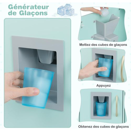 Cuisine Enfants Avec Tableau Noir, Micro-ondes et Machine De Glaçons, 82 X 24 X 80 Cm (vert)