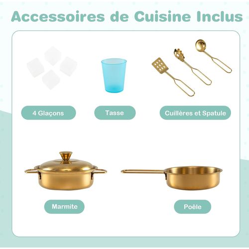 Cuisine Enfants Avec Tableau Noir, Micro-ondes et Machine De Glaçons, 82 X 24 X 80 Cm (vert)