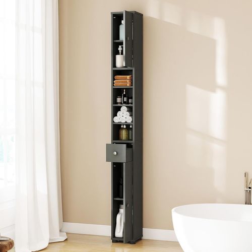 Meuble Colonne Salle De Bain, 2 Placards à Porte, 1 Tiroir, 20 X 20 X 180 Cm (gris)