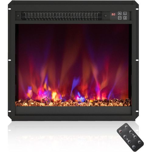 Cheminée Électrique Encastré 1500w, 18" Avec Télécommande 16,5°c à 32°c Minuterie 0,5-9h