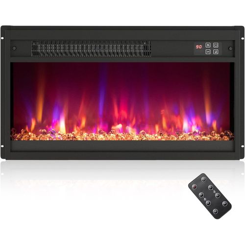 Cheminée Électrique Encastré 1500w, 23" Avec Télécommande 16,5°c à 32°c Minuterie 0,5-9h