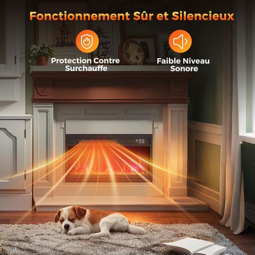 Cheminée Électrique Encastré 1500w, 23" Avec Télécommande 16,5°c à 32°c Minuterie 0,5-9h