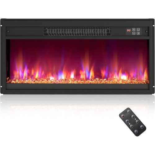 Cheminée Électrique Encastré 1500w, 26" Avec Télécommande 16,5°c à 32°c Thermostat 0,5-9h