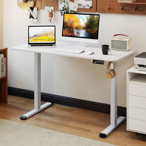 Bureau Assis-debout Électrique 120x60cm, Réglable Hauteur, Mémoire, Anti-collision ,blanc
