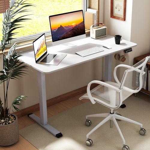 Bureau Assis-debout Électrique 120x60cm, Réglable Hauteur, Mémoire, Anti-collision ,blanc