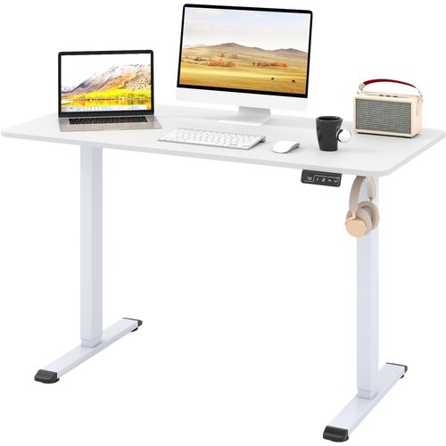 Bureau Assis-debout Électrique 120x60cm, Réglable Hauteur, Mémoire, Anti-collision ,blanc